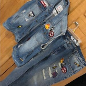 Brand new bone fly jean jacket set